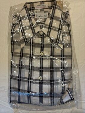 Damon Men’s Black & White Plaid Dress Shirt